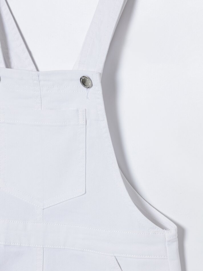 Vestido avental com bolsos - Branco-creme