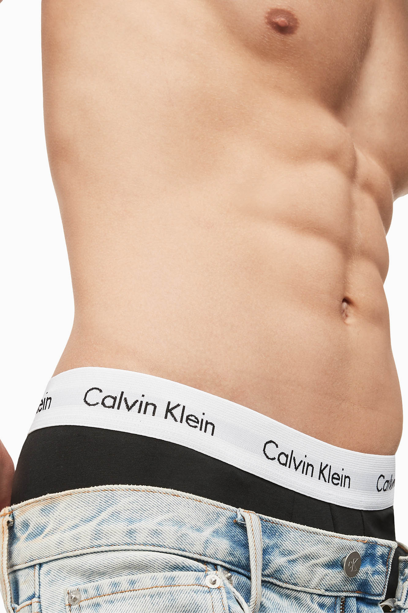 Conjunto de 3 cuecas boxer de algodão Calvin Klein com cós elástico