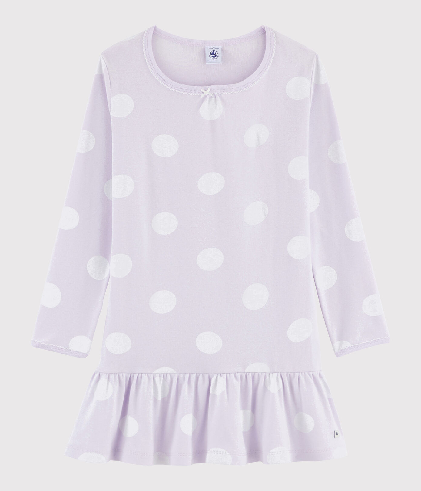 Chemise de nuit à pois petite fille en côte