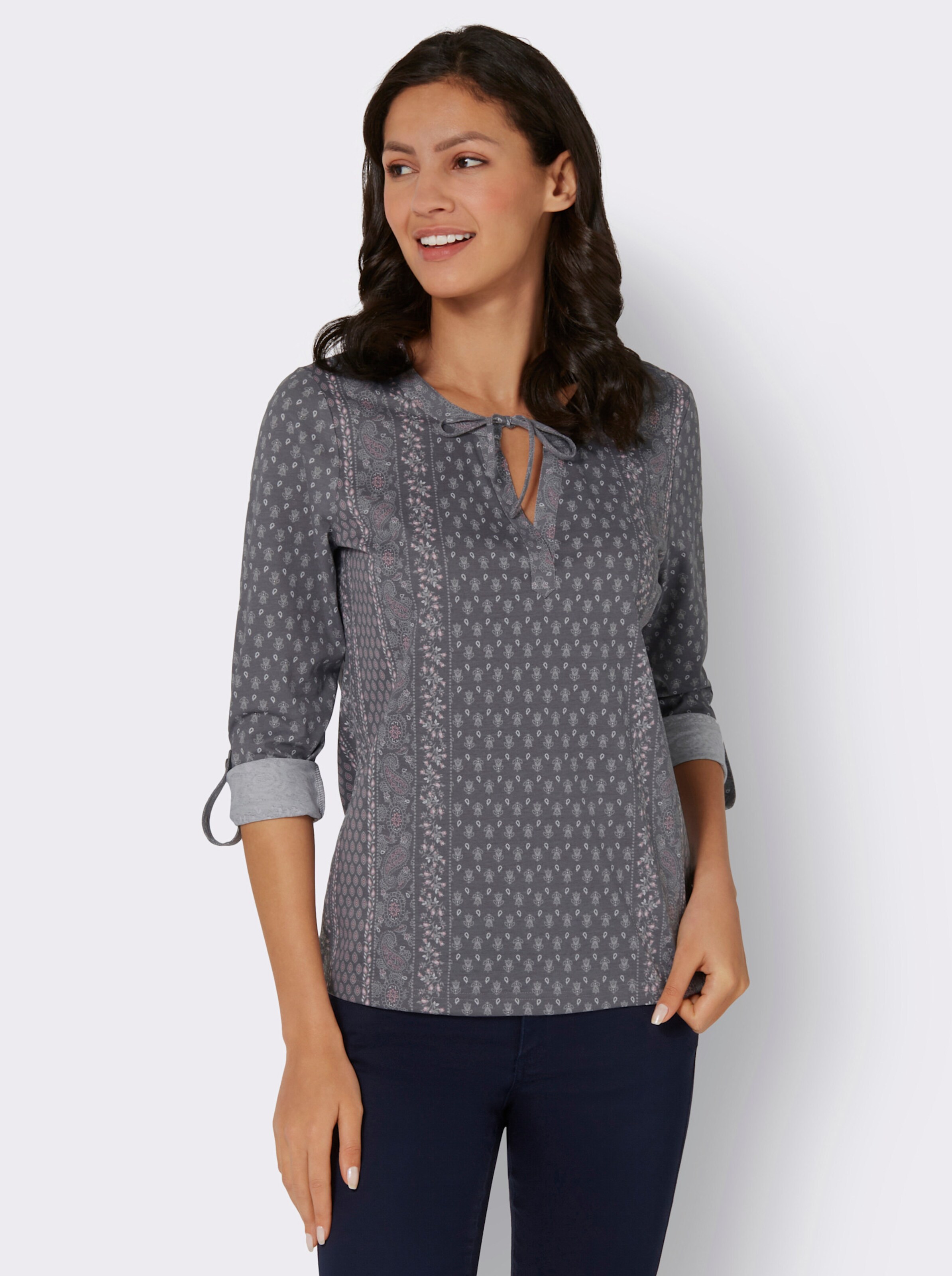 Langarmshirt mit krempelbaren Ärmeln