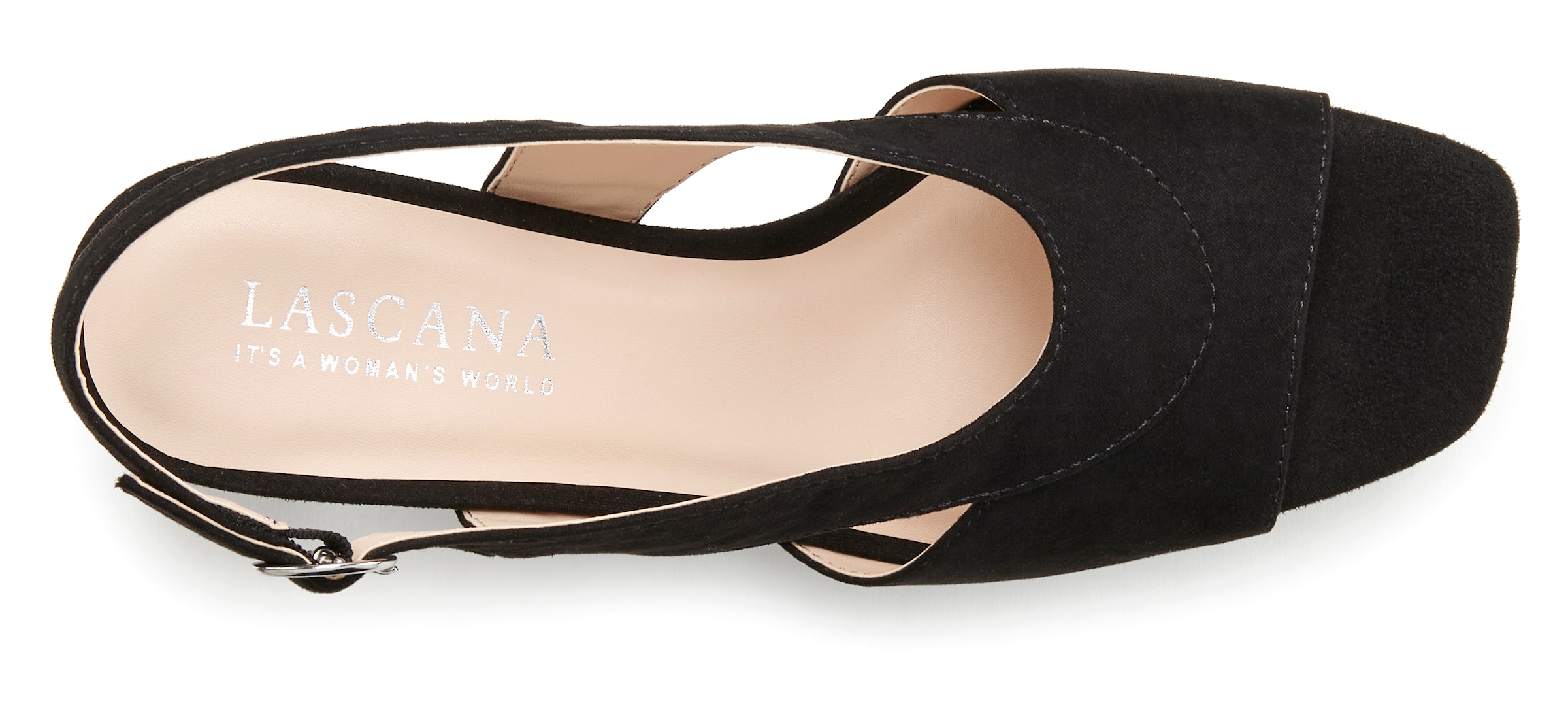 LASCANA Sandalette »Sandale, Sommerschuh,«  mit Blockabsatz und raffiniertem Ausschnitt VEGAN