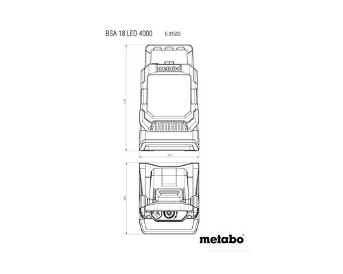 Metabo BSA 18 LED 4000 accu-bouwlamp, zonder accu en lader