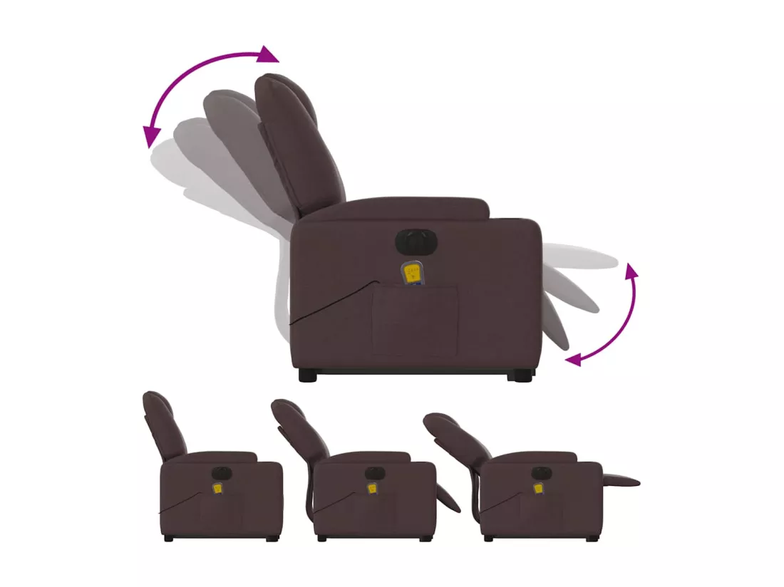 Fauteuil inclinable massant électrique Marron foncé Tissu