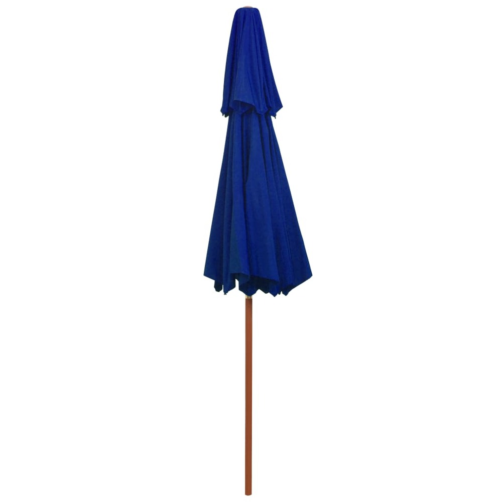 Parasol d'extérieur double avec mât en bois 270 cm bleu