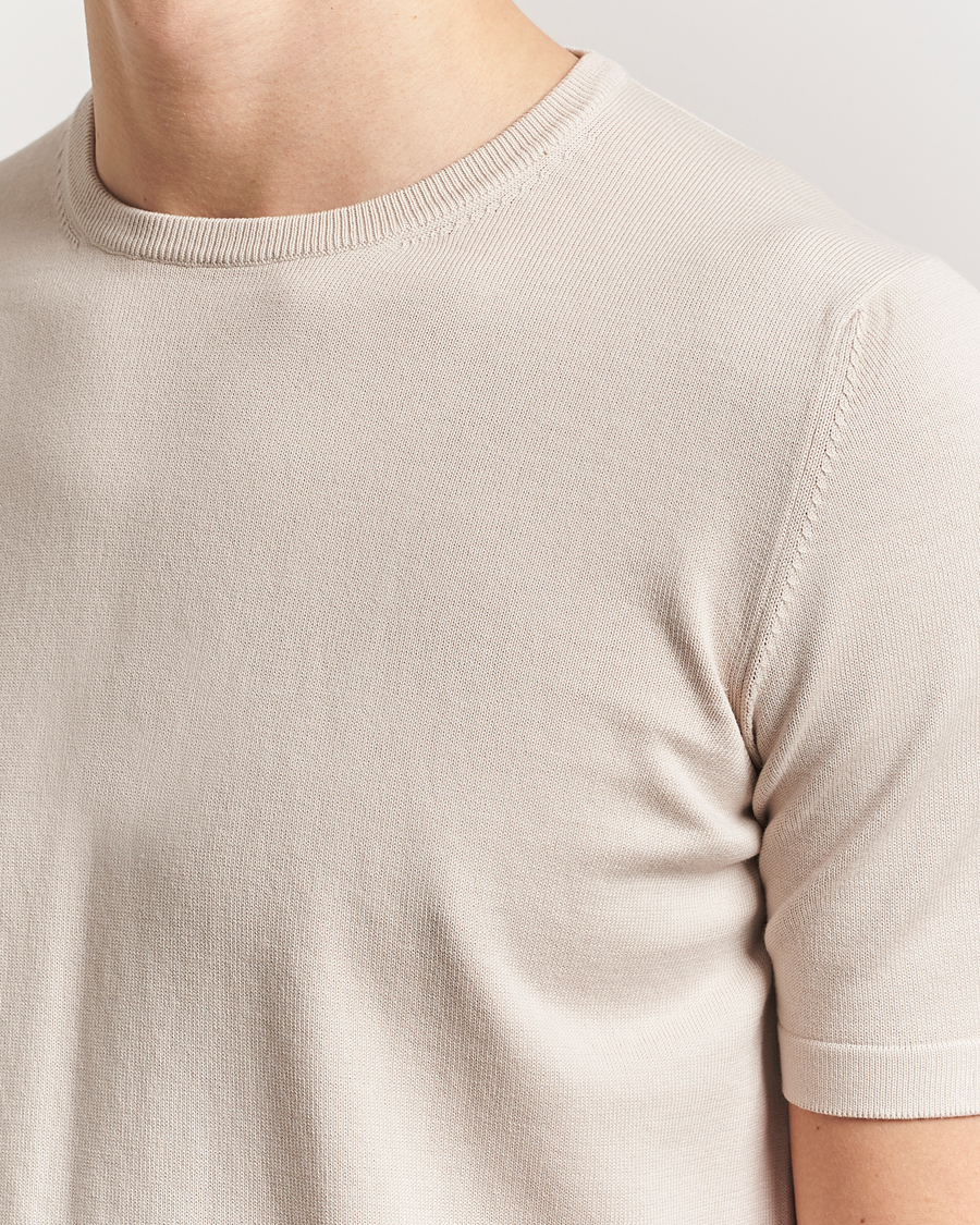 Gran Sasso Cotton Knitted Crew Neck T-Shirt Beige