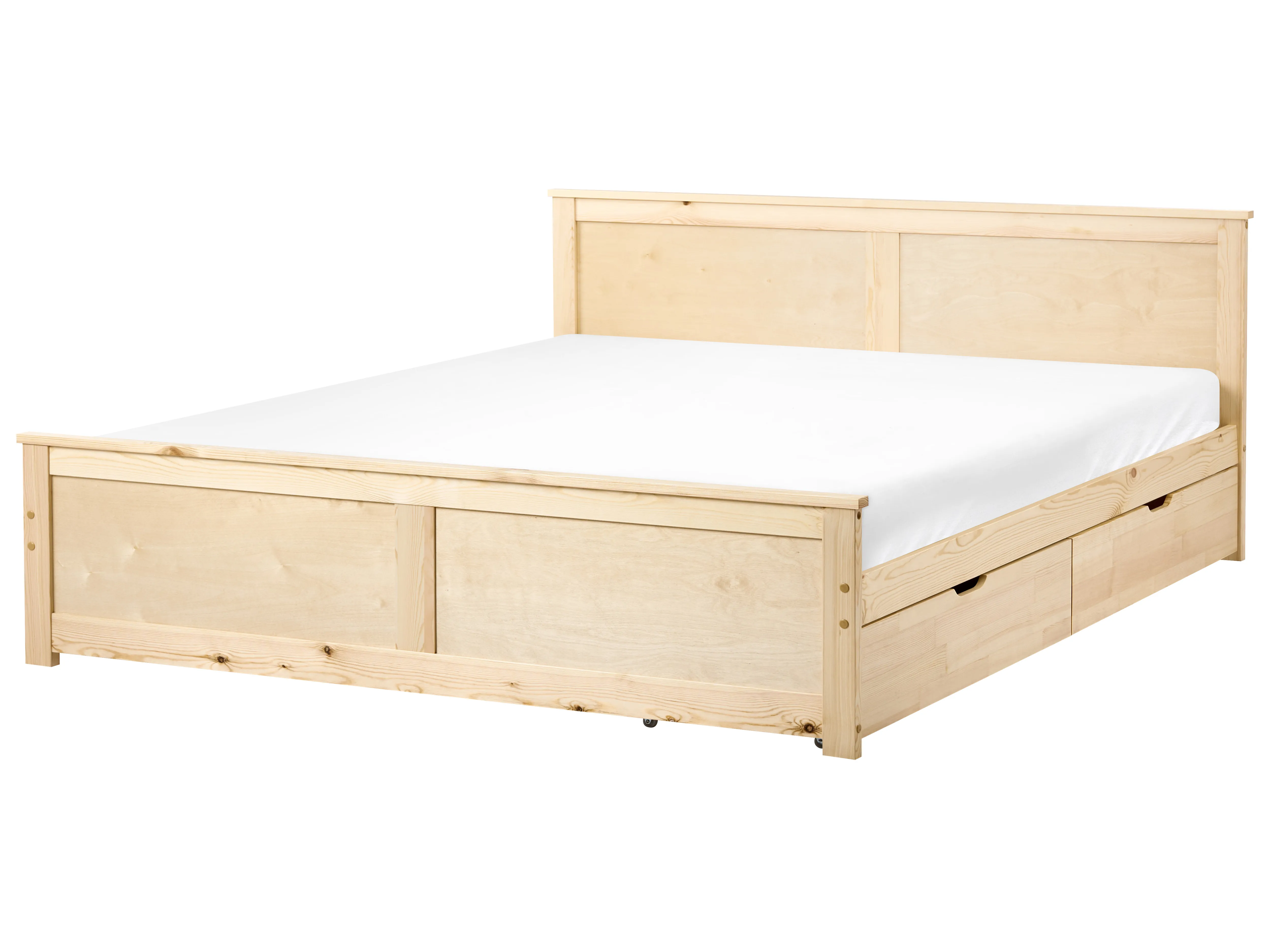 Bed met 2 lades Dennenhout DAUPHIN 180 x 200 cm Lichtbruin