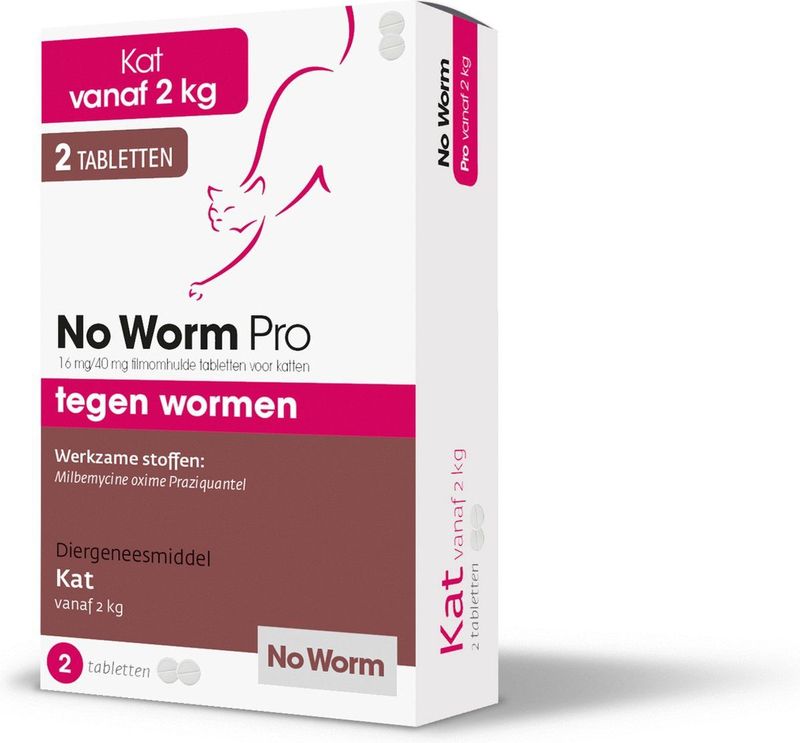 No Worm Pro - Kauwtabletten - Smakelijk - Voor Katten - 2 kg en meer