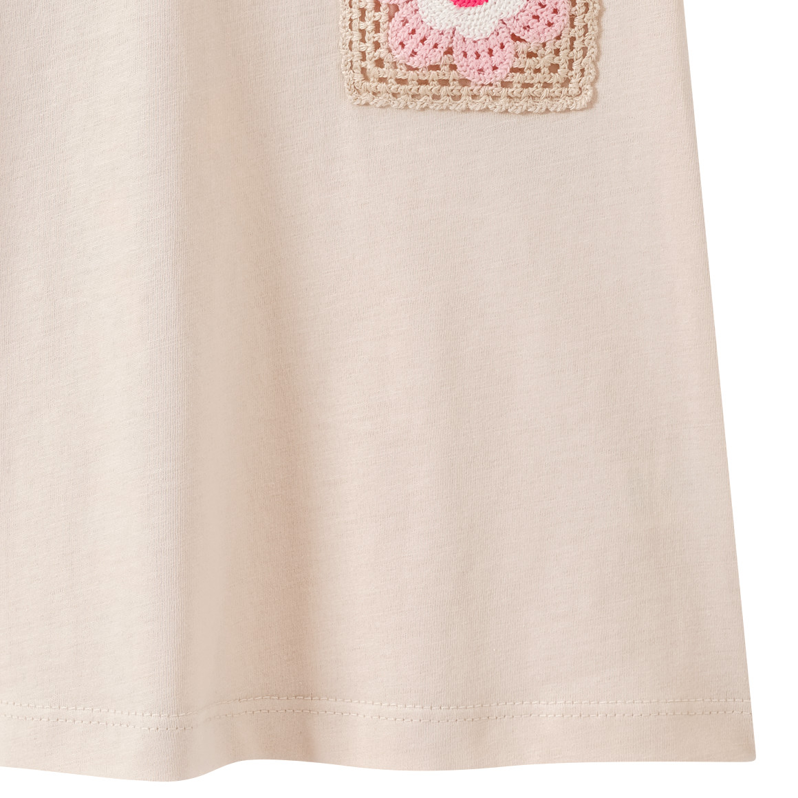 Topolino Mädchen T-Shirt mit gehäkelter  Brusttasche beige