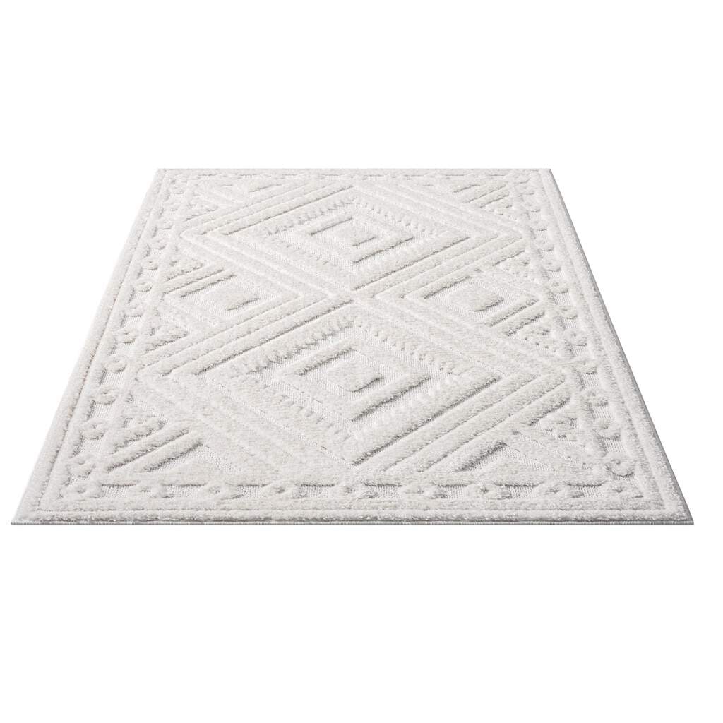 Carpet City Hochflor-Teppich »FOCUS777« rechteckig 20 mm Höhe Boho-Teppich, Hochtief-Muster/ 3D-Effekt, für Wohnzimmer, Schlafzimmer