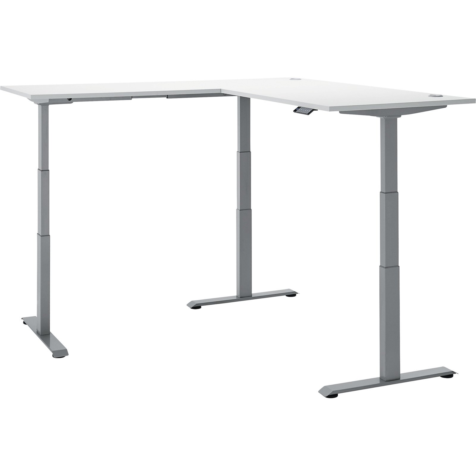 Bürotisch Flex Dekor lichtgrau 180/177 x 62-127 x 77/67 cm