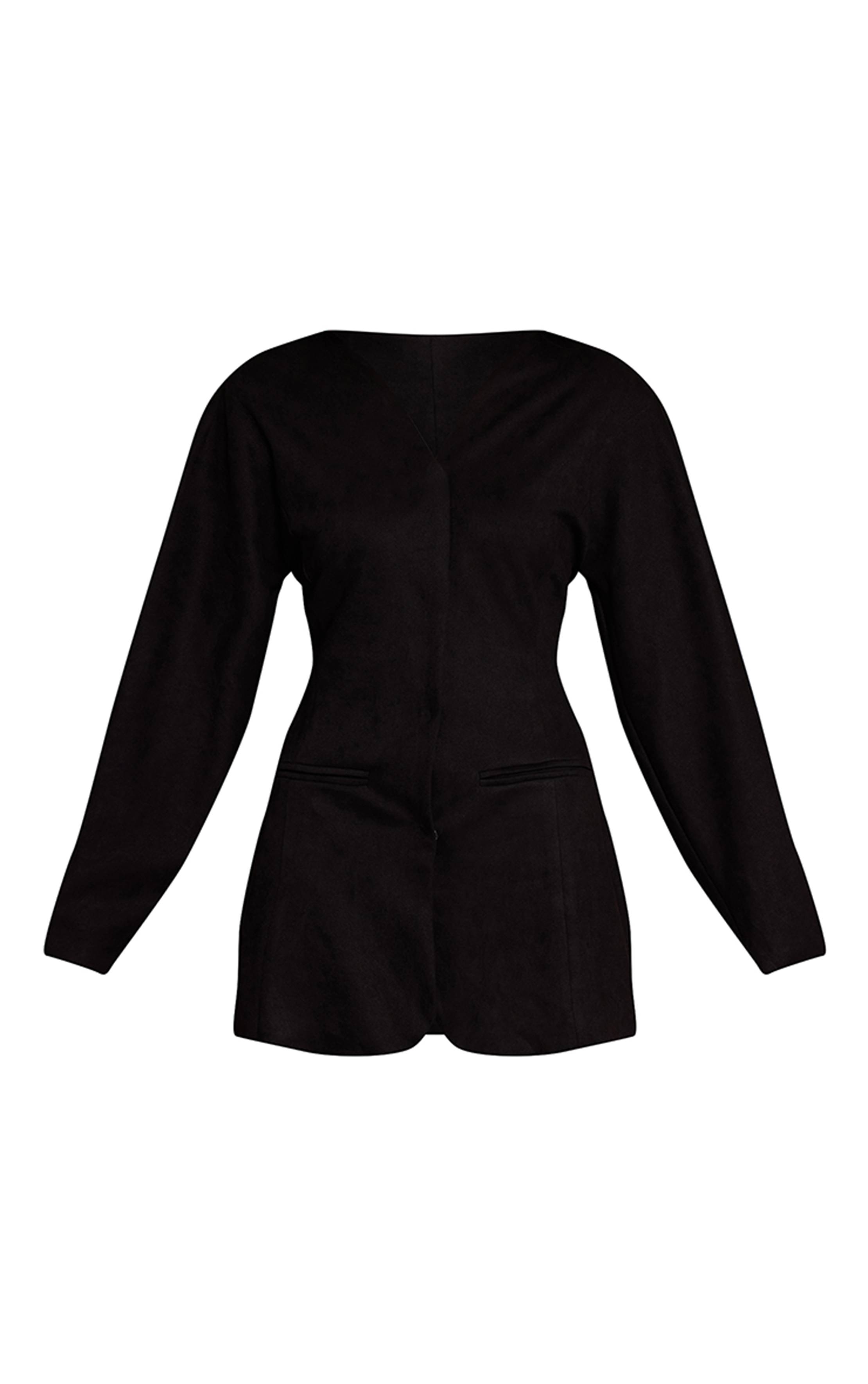 Noir Robe Blazer À Manches Cocon En Synthétique