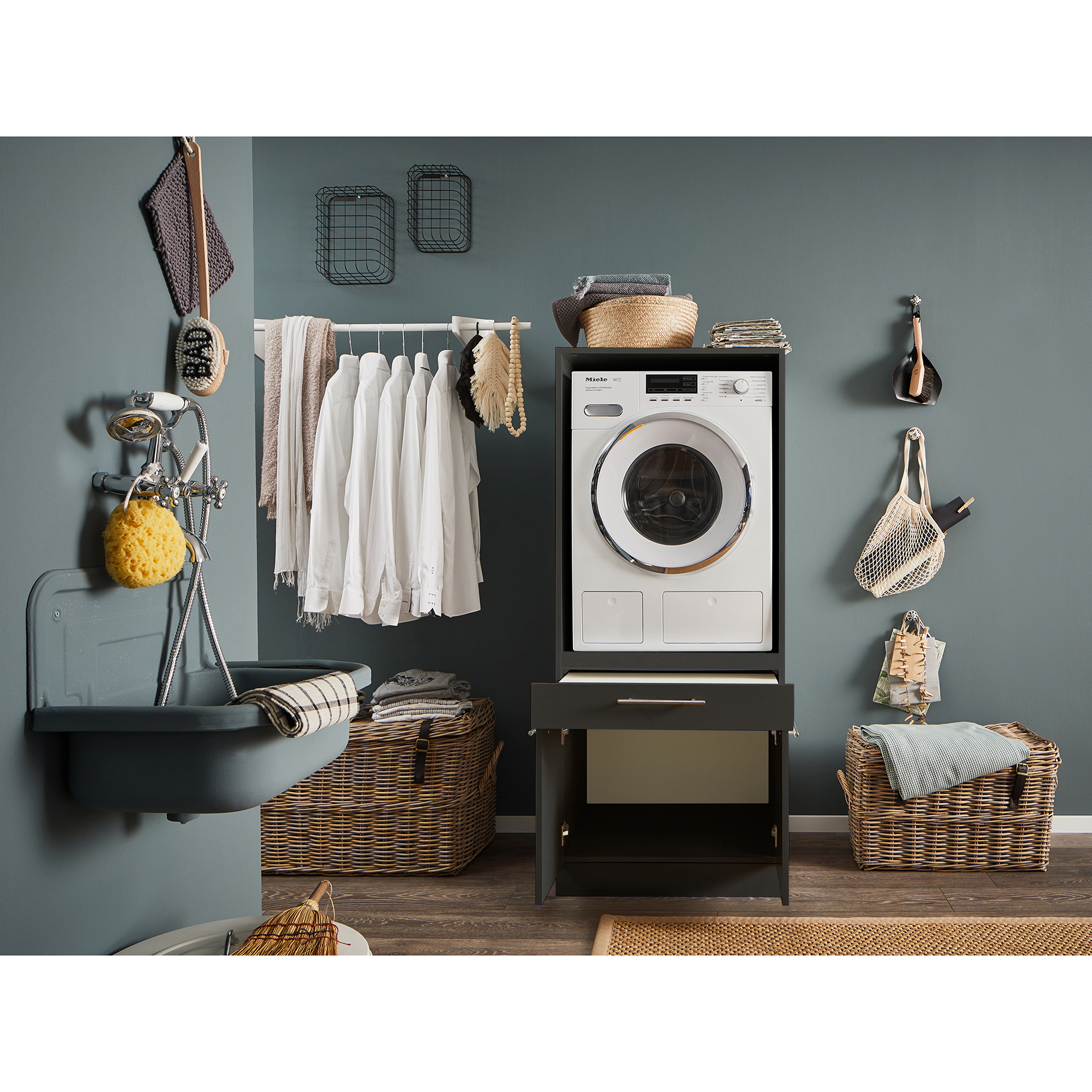Waschmaschinenschrank - anthrazit - 68 cm breit