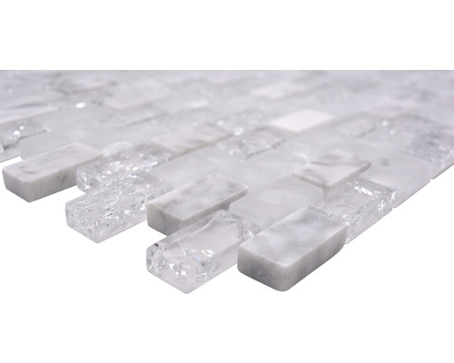 Glasmozaïek met natuursteen XIC B1111 wit 30x28,5 cm