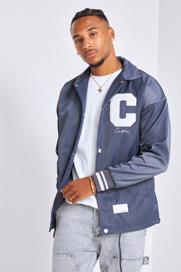 Veste gris foncé brodée 