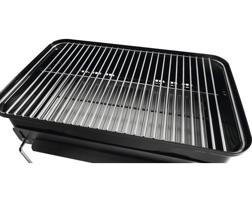 Weber Go Anywhere houtskoolbarbecue, 53 x 31 cm, zwarte geëmailleerde kuip en deksel inclusief aluminium ventilator, dekselgreep met hitteschild, opvouwbare poten van gecoat staal, grillrooster van gecoat staal, houtskoolrooster