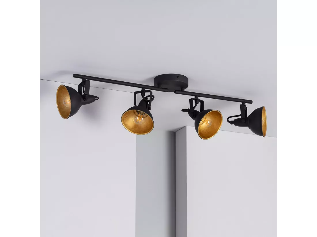 Plafonnier Orientable Aluminium Emer 4 Spots Noir Noir