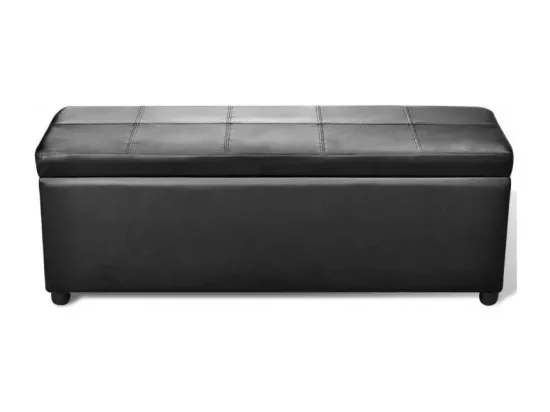 Banquette coffre capitonnée similicuir noir Mandai 118cm