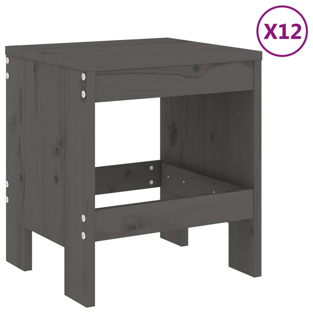 Ensemble à dîner de jardin 13 pcs gris bois de pin massif