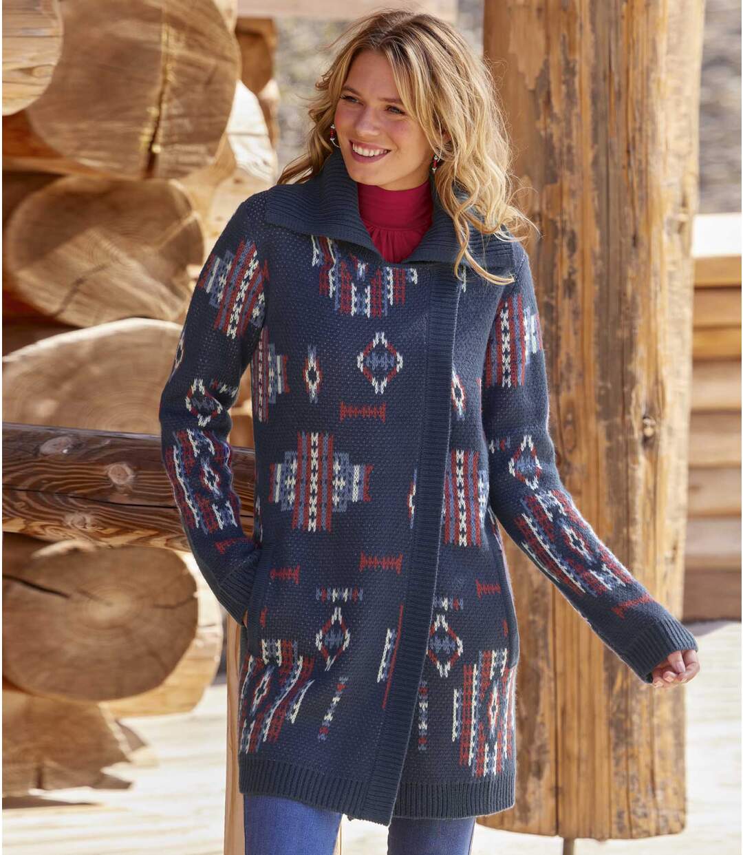 Manteau Tricot Motifs Aztèques