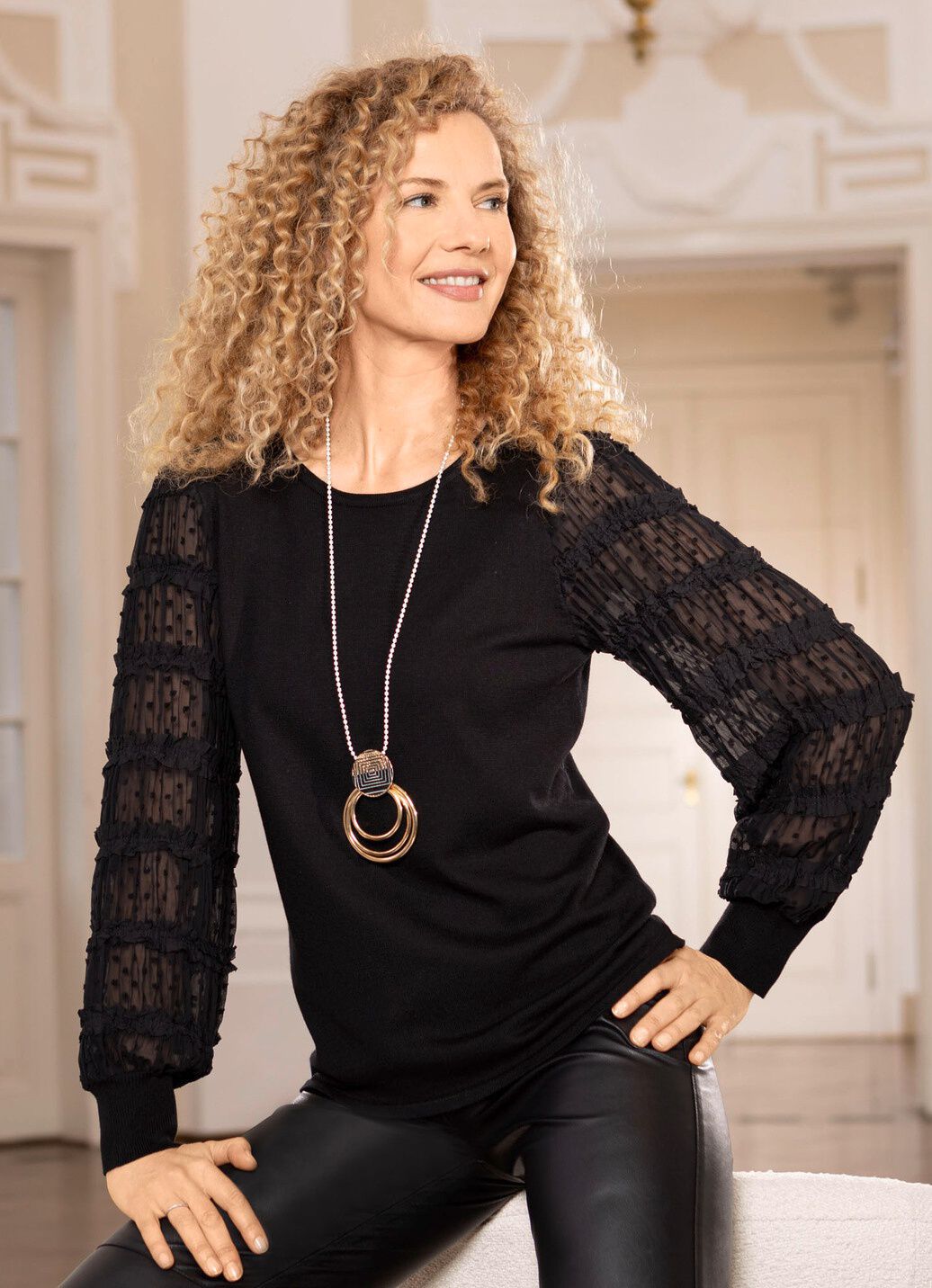 Pullover mit Chiffon-Ärmeln