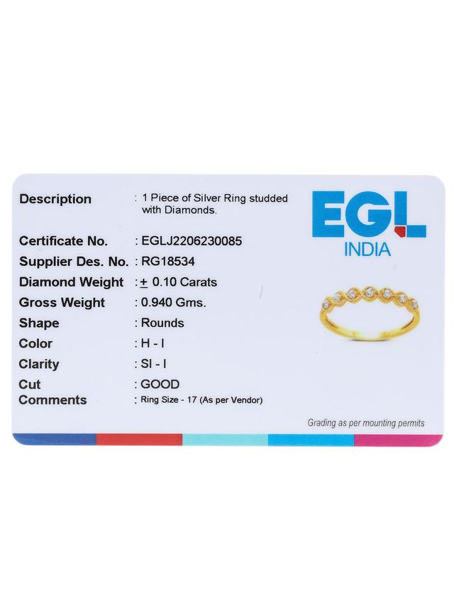 Memory-Ring, 7 Brillanten, 0,10 ct., Silber 925, vergoldet