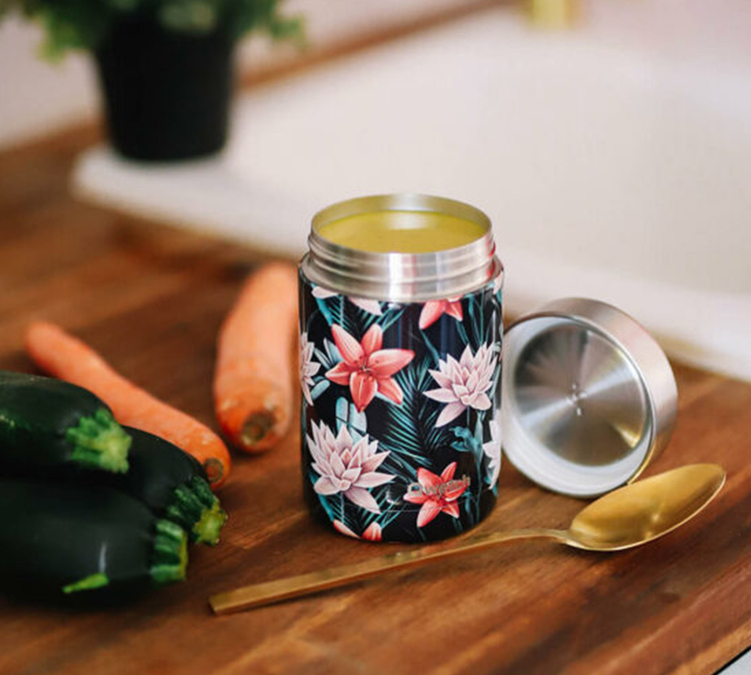 Lunch box isotherme double paroi inox Tropical Noir 65 cl - QWETCH