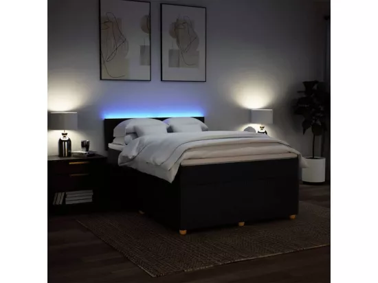 Sommier à lattes de lit avec matelas Noir 140x190 cm Tissu