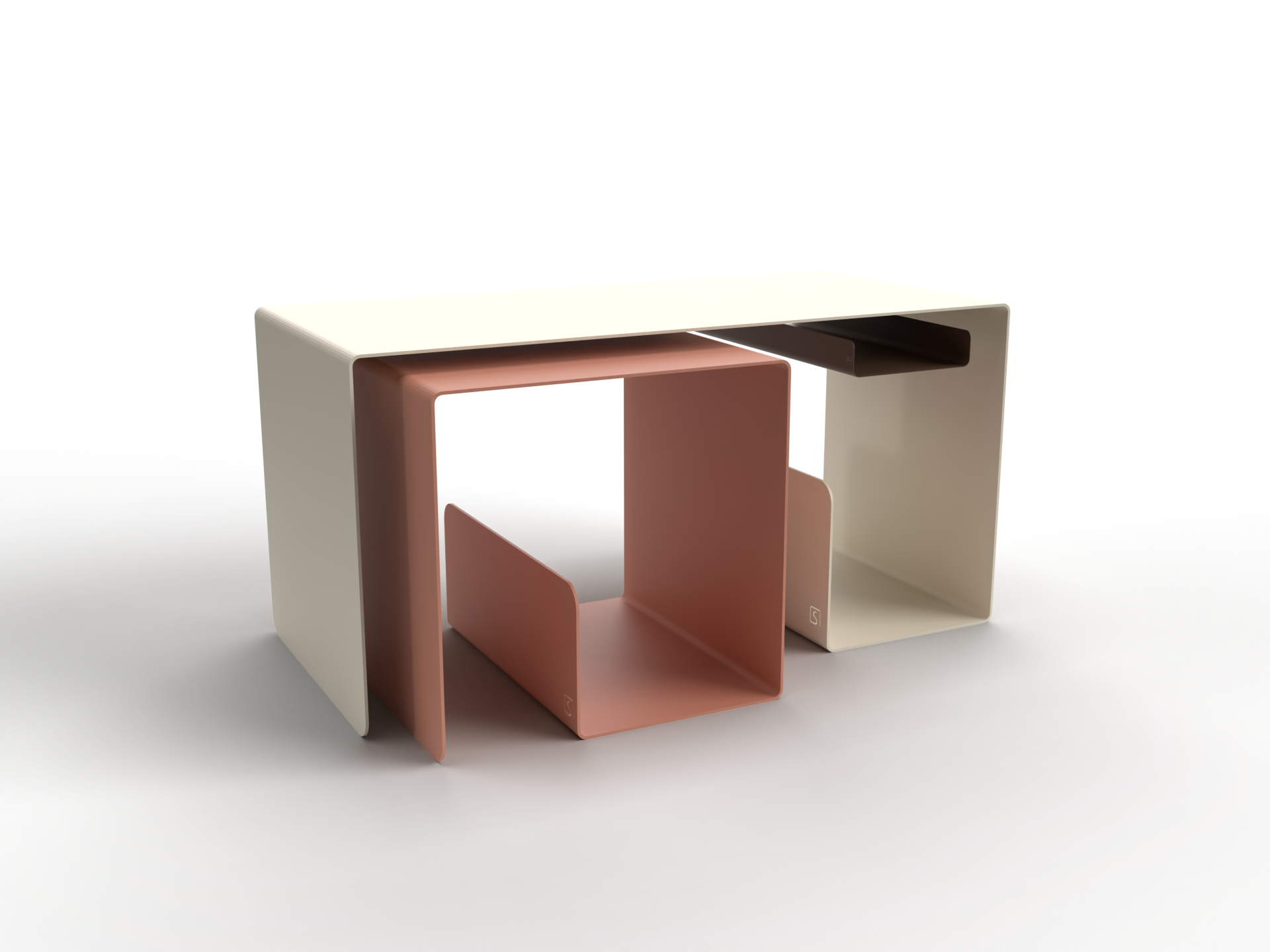 Steellish salontafel set Beige rood
