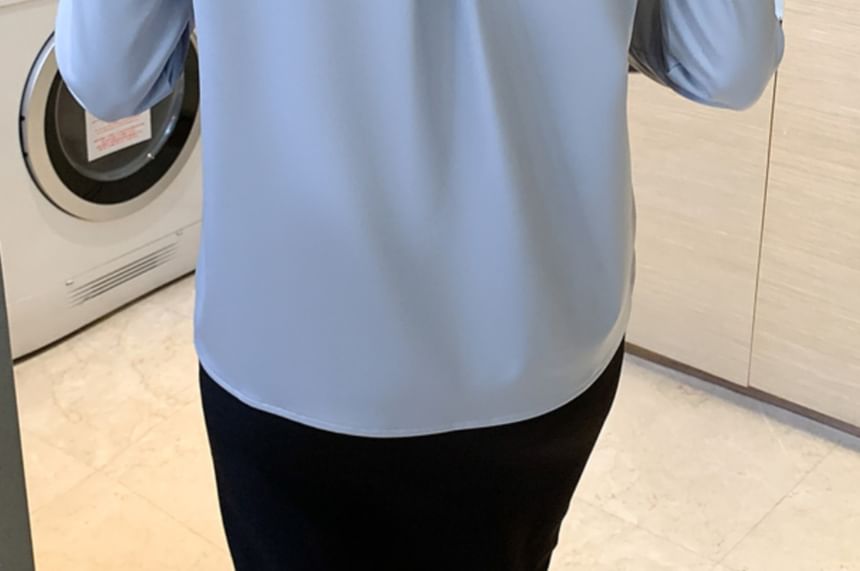 Dragan Pulse - Blouse van effen chiffon met lange mouwen