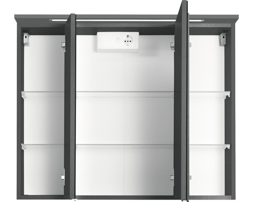 Held Furniture spiegelkast 80 x 20 x 66 cm donkergrijs 3-deurs 011