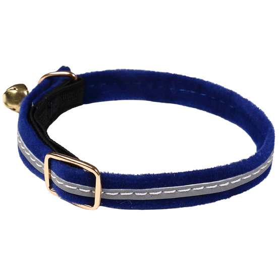 Collier en velours réfléchissant bleu pour chat