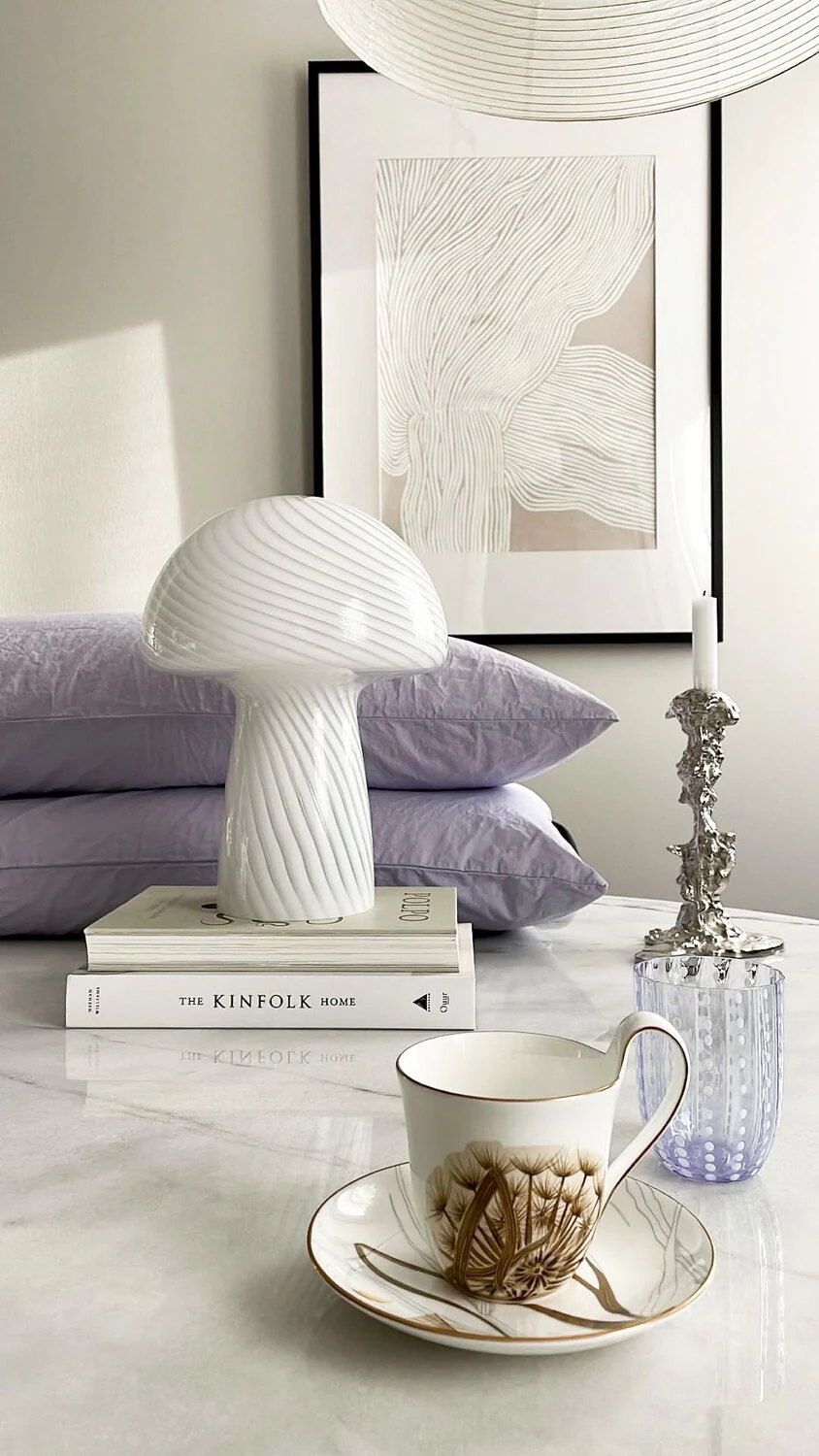 Bahne Interior  Mushroom bordlampe, hvid - H23 cm.