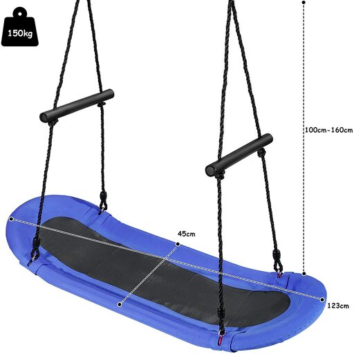 Balanço tipo ninho, 123x45 cm, altura 100-160 cm.