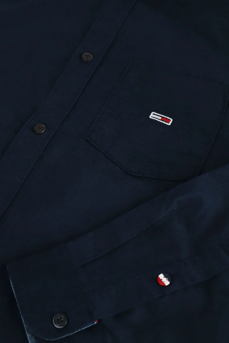 TOMMY JEANS donkerblauwe tommy jeans casual overhemd tjm essential light twill shirt