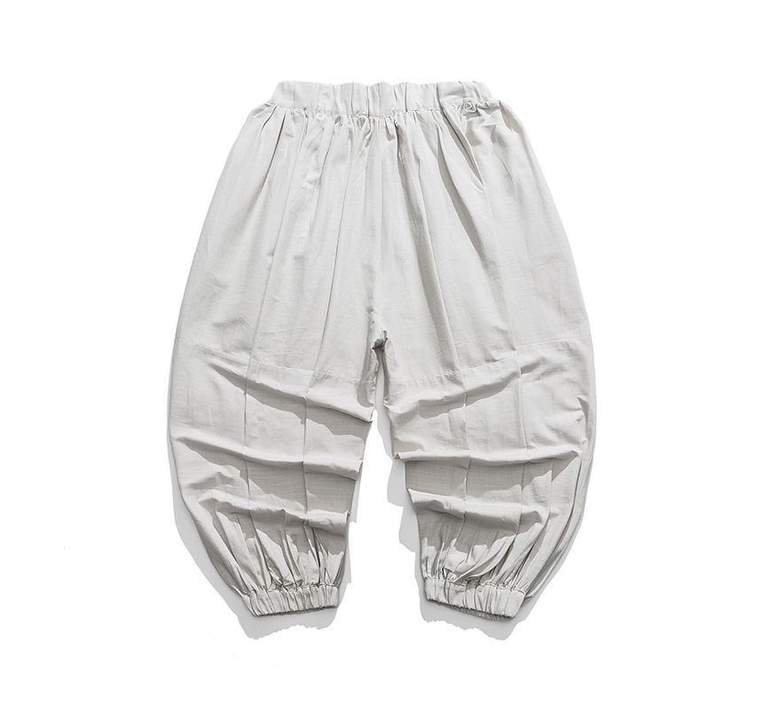 Blueforce - Effen cropped harembroek met elastische taille