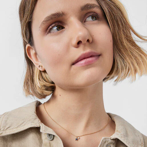 Colar TOUS New Motif com banho de ouro 18k sobre prata e estrela de safira