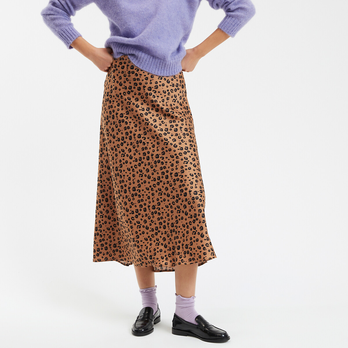 COLEÇÕES LA REDOUTE<br>Saia evasê com estampa animal, modelo Signature Marion