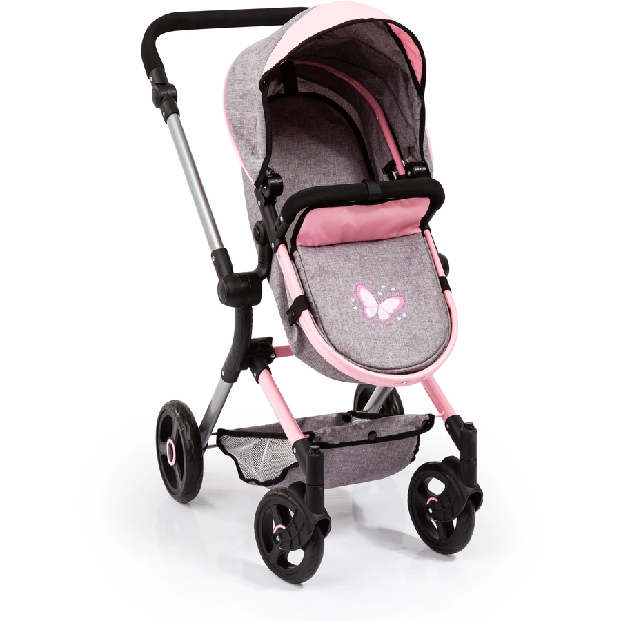 bayer Design Kombi-Puppenwagen Neo Vario graurosa, mit Schmetterling