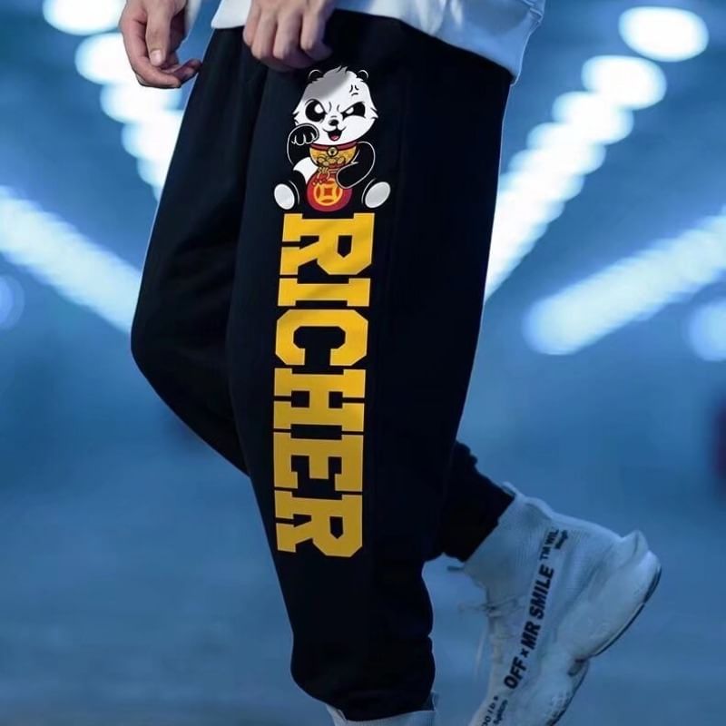 Cowpow - Joggingbroek met trekkoord en tekstprint en rechte pijpen