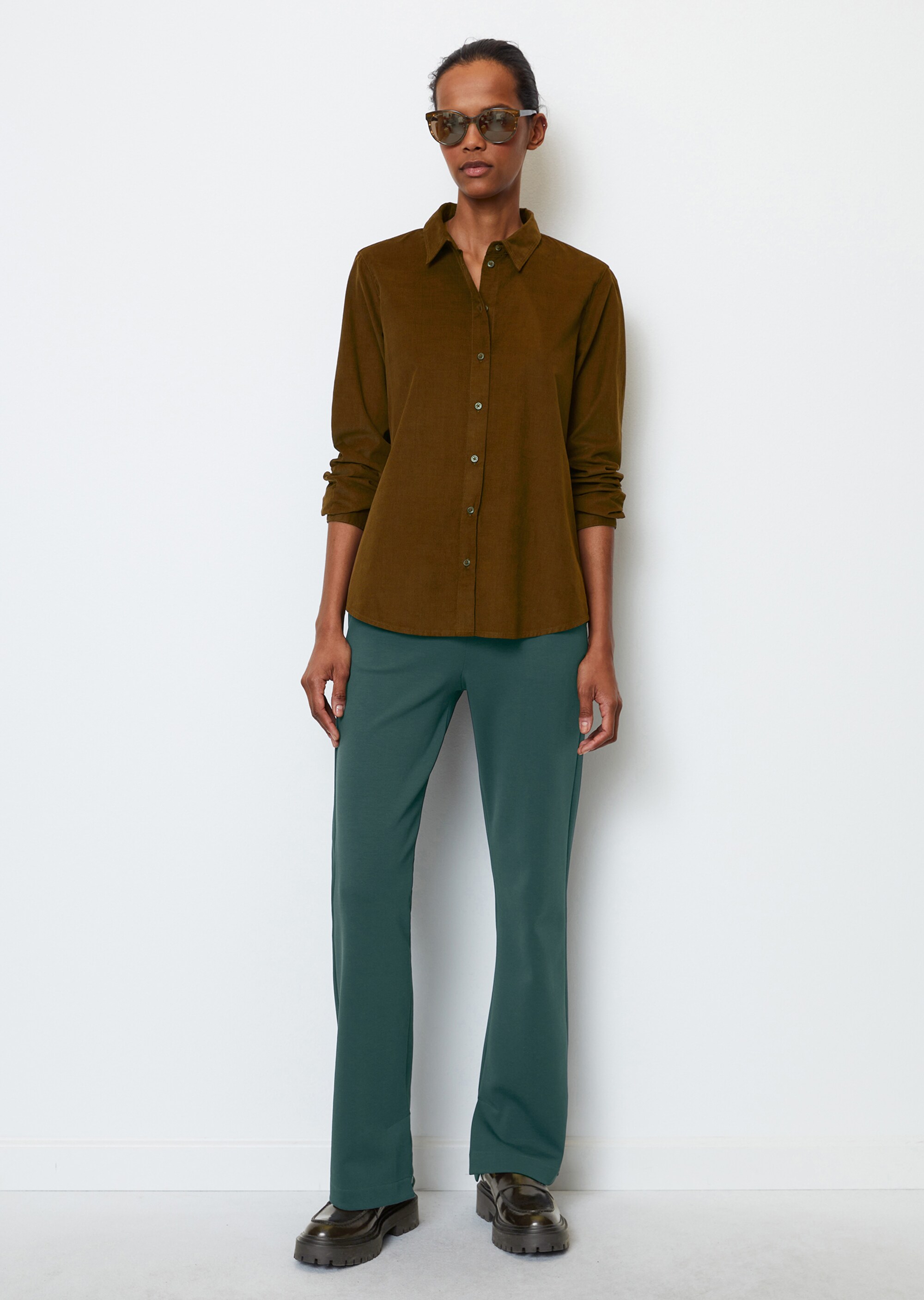 Feincord-Langarm-Bluse regular aus Organic Cotton-Lyocell-Mix