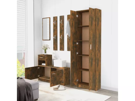 Garde-robe couloir Chêne fumé 55x25x189 cm Bois d'ingénierie