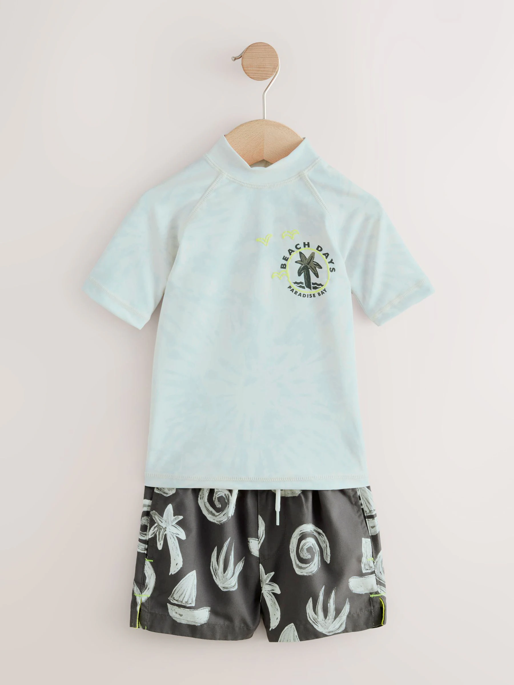 Zwart-wit tie-dye - Set van surfhemdje en shorts (3 mnd - 7 jr)