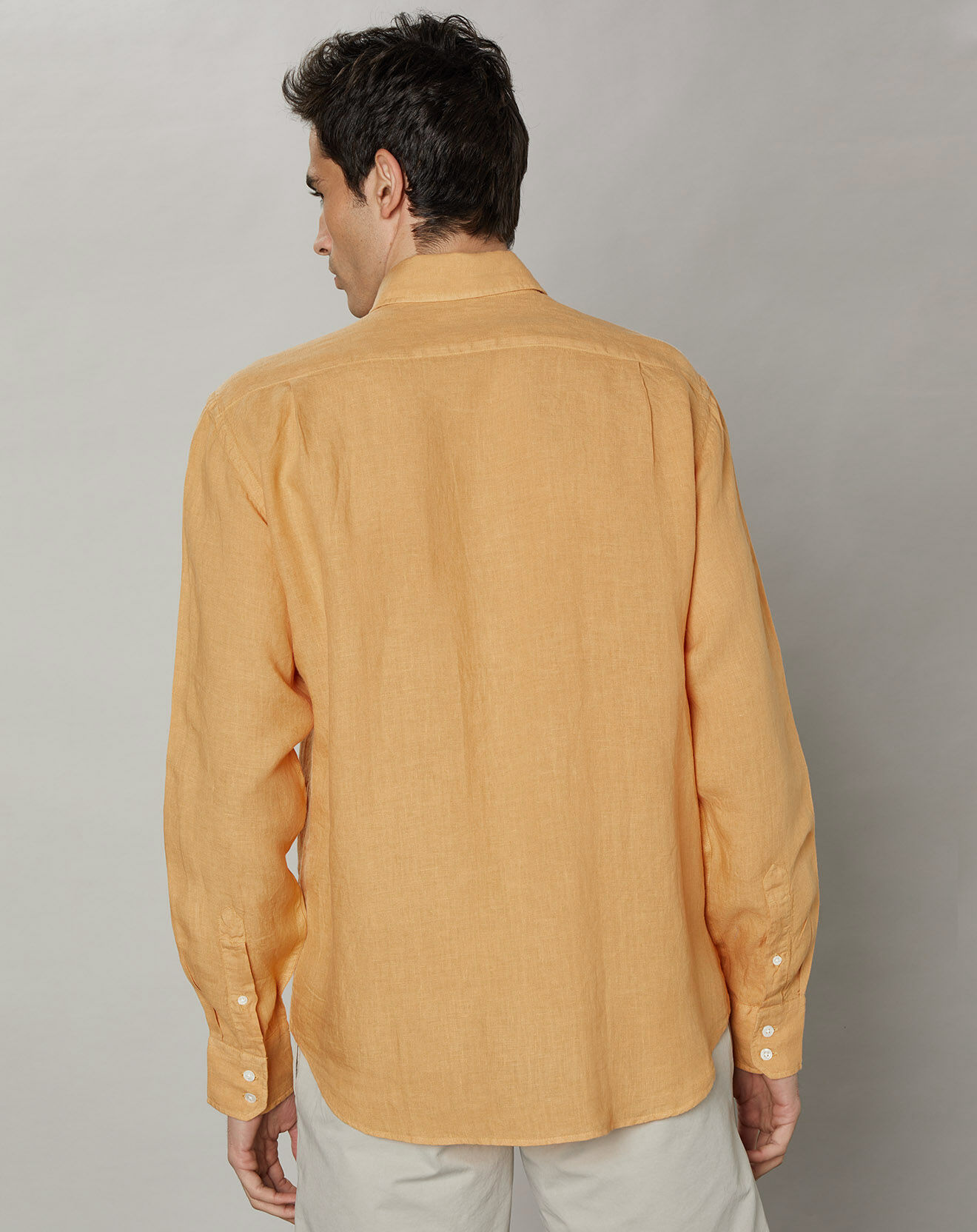 Hartford Chemise regular 100% Lin Paul Pat mango
