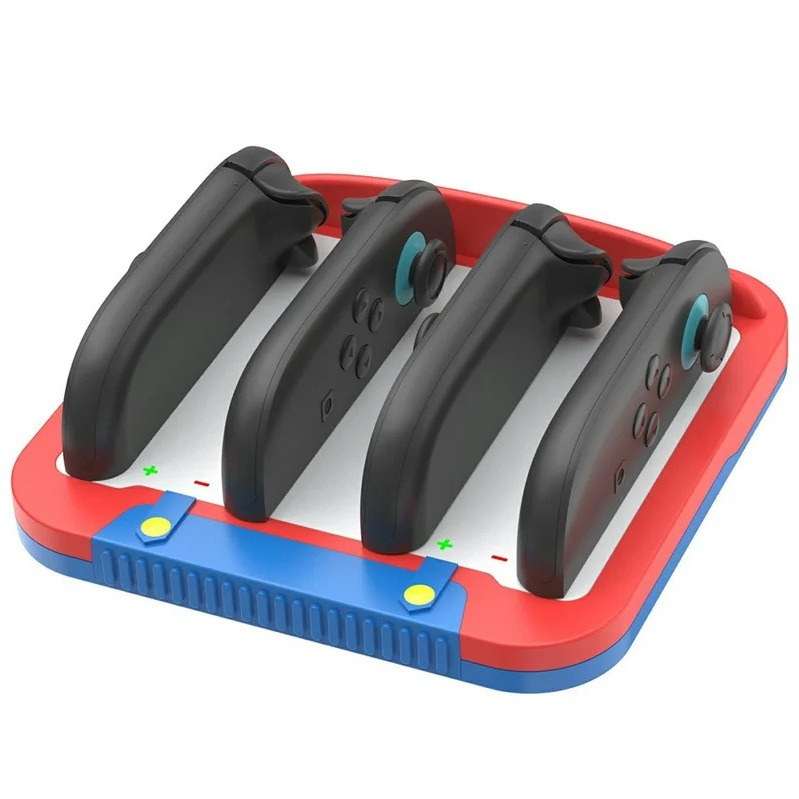 (4-fach) Ladestation Charging Dock für Nintendo Switch 2 Joy-Cons mit LED-Ladeanzeige - Rot / Blau