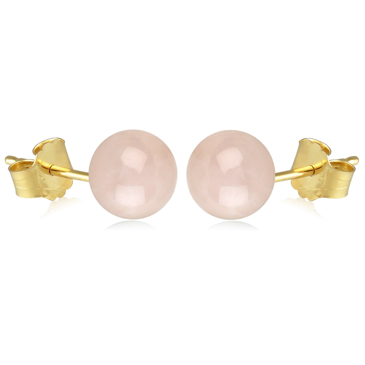 Boucles d'oreille plaqué or boule quartz rose 10MM
