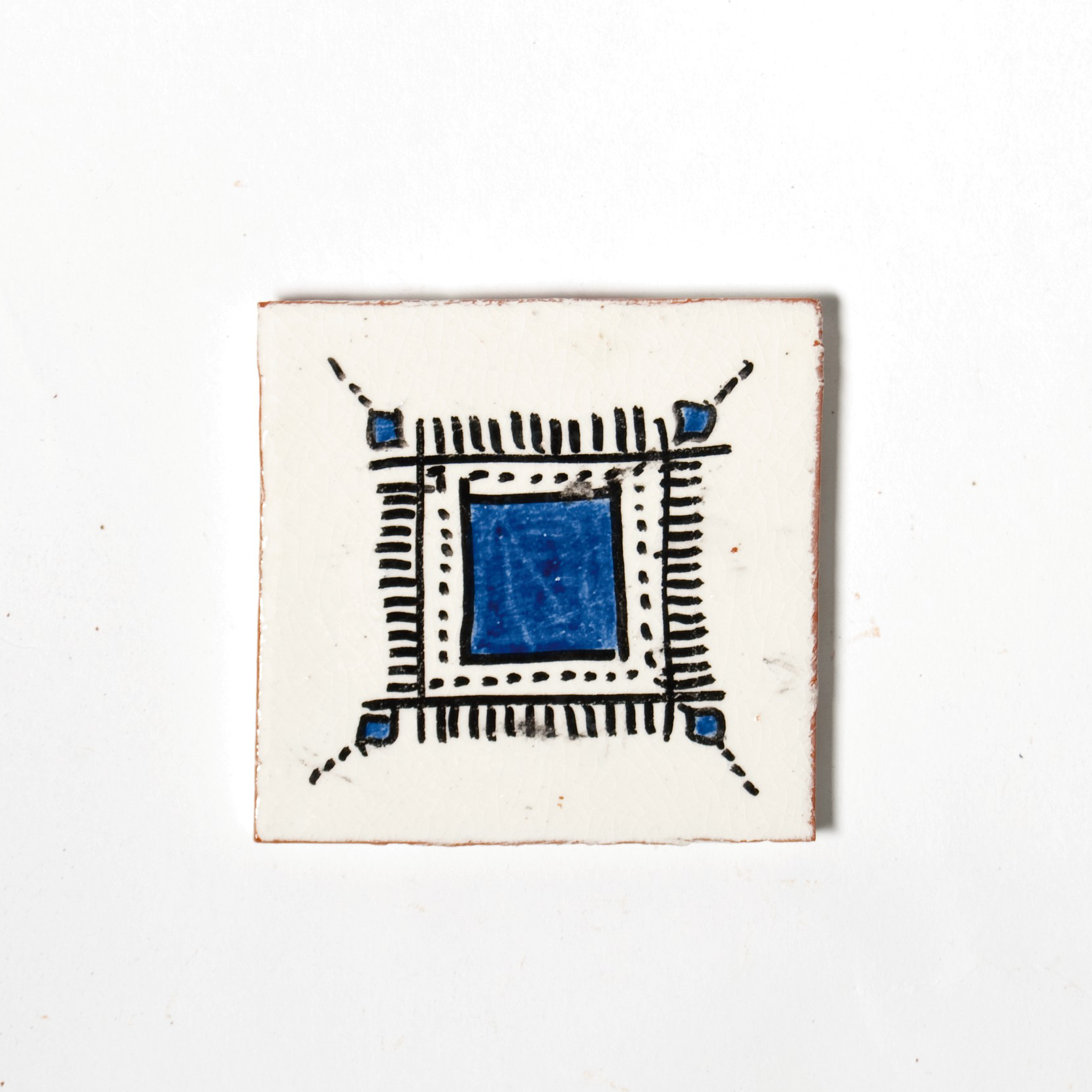 Fliese 'Carée', weiß, blau, L 10 cm, B 10 cm von fischer's lagerhaus