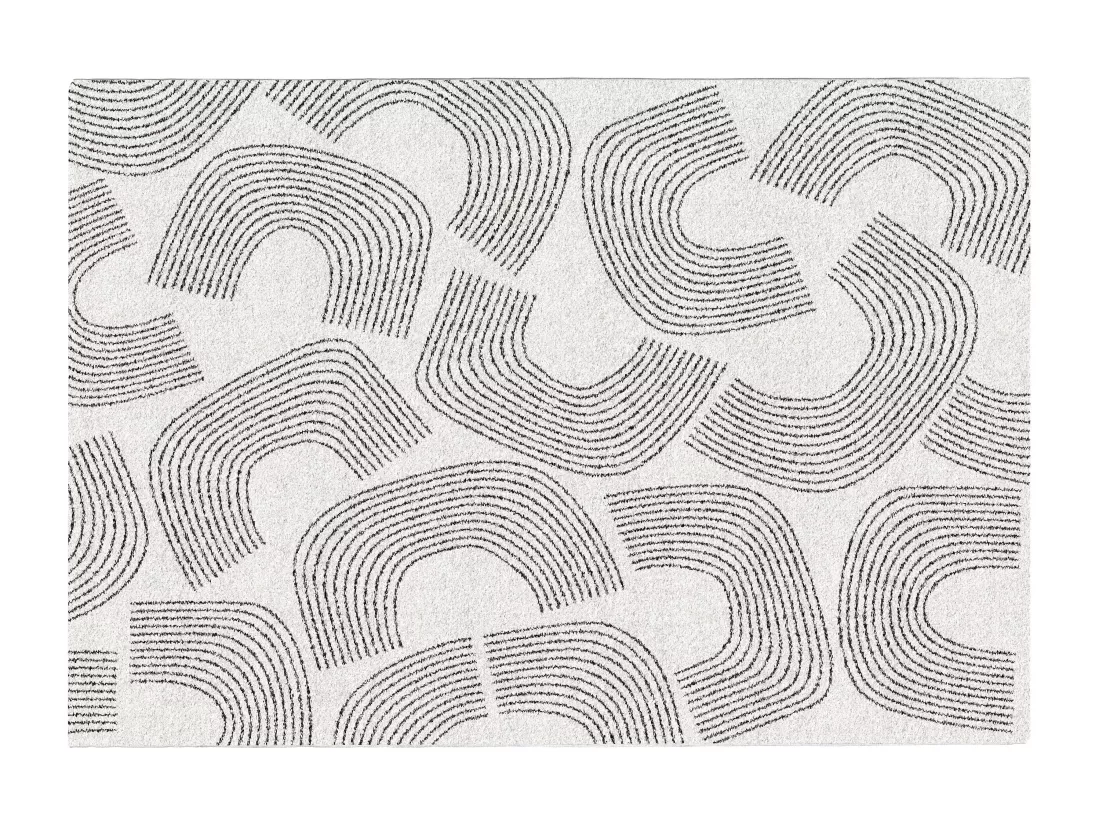 Tapis à motifs arcs - 160 x 230 cm - Crème et noir - ADRANO