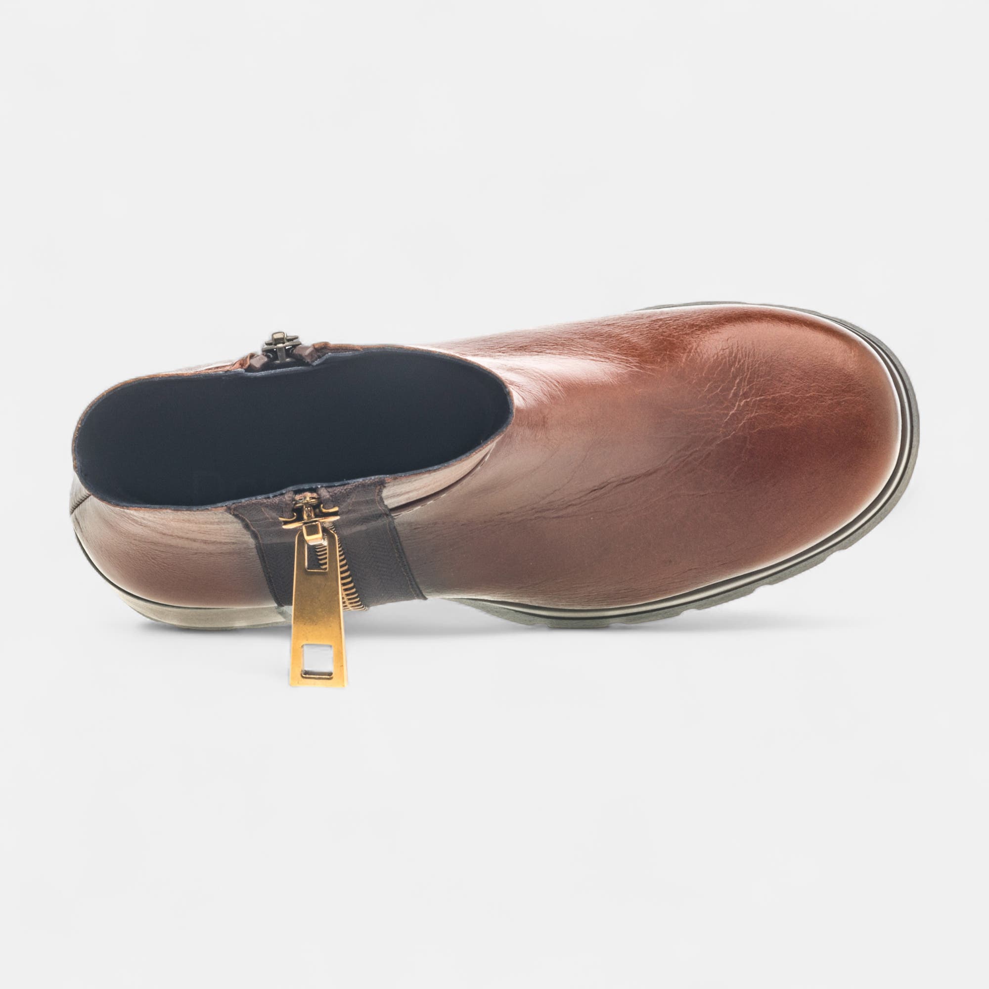 Boots à talon Femme en cuir cognac