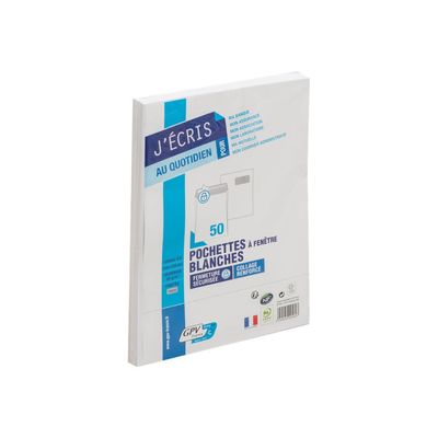 GPV - 50 Pochettes Enveloppes C4 229 x 324 mm - 90 gr - fenêtre 50x100 mm - blanc - bande adhésive