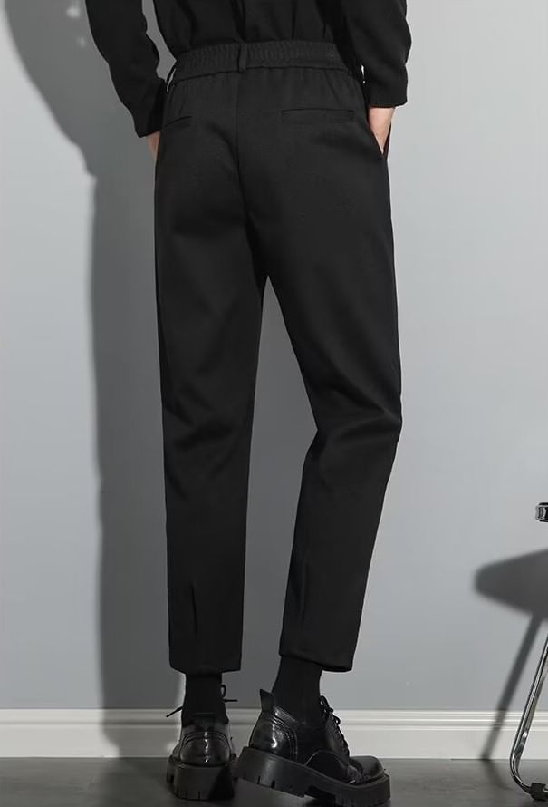 jaywoon - Mid Rise Plain Cropped Tapered Dress Pants